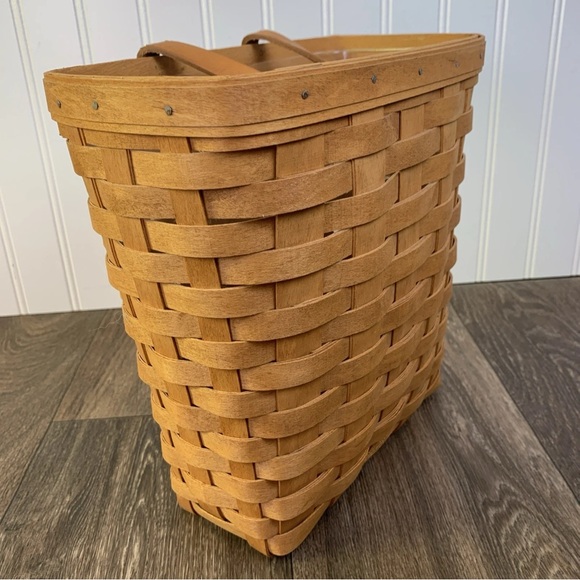 Vintage Longaberger Wall Hanging Tall Key Basket 9.5" Leather Strap & Liner - Picture 12 of 12